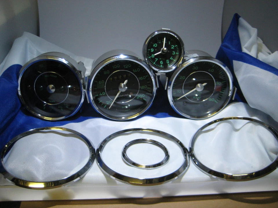 Porsche 356 Anello Cromato, Cerchione Frontale Nuovo per Tutti Strumento - Immagine 1 di 1