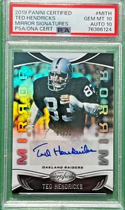 2019 Panini Certified TED HENDRICKS Mirror Signatures /20 PSA 10 Auto 10 Raiders - Picture 1 of 5