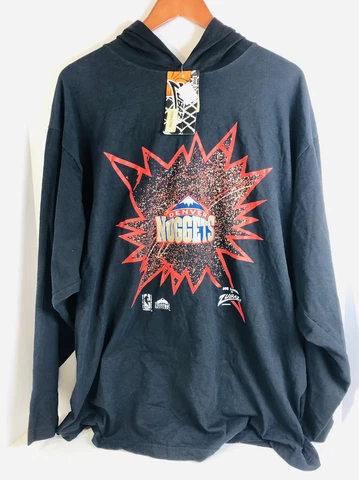 Vintage 1990’s NEW Bob Lanier by Zubaz Denver Nuggets Black Hoodie Shirt - XL Cover