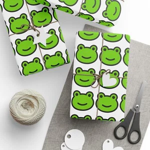 Happy Smiling Frogs Premium Eco-Friendly Decorative Gift Wrapping Paper - Picture 1 of 17