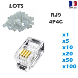Connecteur à sertir RJ9 4P4C Modulaire Prise Téléphone Jack Connecteur - Afbeelding 1 van 4