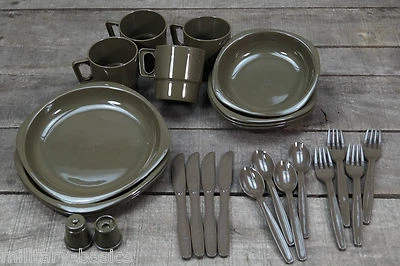 26tlg Campinggeschirr Kunststoff oliv für 4 Personen Campingset Outdoorset - Bild 1 von 4