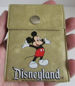 VINTAGE 80's Disneyland Mickey Mouse Tan Snap Vinyl Wallet NOS - Picture 1 of 4