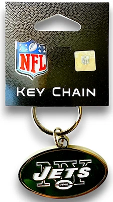 Chaveiro de futebol NFL - New York Jets - Cromo altamente polido oficialmente licenciado - Imagem 1 de 2