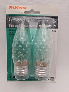 2 Sylvania 40 Watt B10 Crystal Ceiling Fan Bulbs Medium Base - Picture 1 of 5