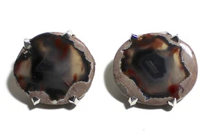 Agate stone sterling cufflink set - Picture 1 of 5