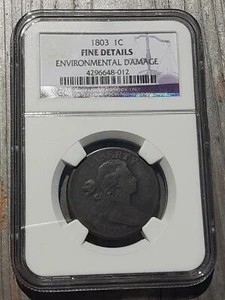 1803 Draped Bust Penny NGC Graded Fine - Picture 1 of 1