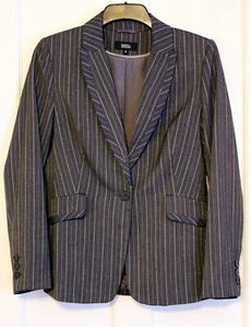 Marks & Spencer einreihige Damen-Blazerjacke Größe 14 grau Köper Typ - Bild 1 von 2