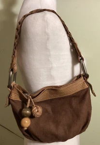 Fossil Womens Brown Canvas Leather Small Purse Zippered Shoulder Bag SHB9454 - Picture 1 of 16
