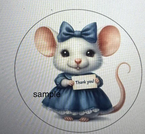 30 CUTE MOUSE THANK YOU ENVELOPE SEALS LABELS STICKERS 1.5" ROUND GIFTS - Picture 1 of 1