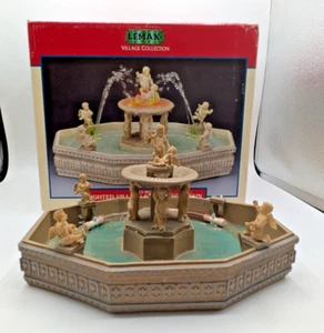 Lemax Christmas Village Collection Lighted Village Square Fountain in Box Works! - Picture 1 of 8