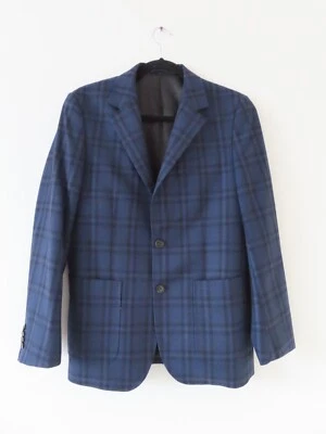 Oliver Sweeney Navy Blue Checked Wool Blazer Size S - Image 1 of 4