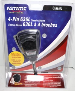 Astatic Classic 4 Pin 636L CB Mic Mikrofon Redukcja szumów Czarny Nowy w pudełku - Zdjęcie 1 z 4
