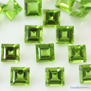 Natural Peridot Square Faceted 3mm, 5mm, 6mm and 7mm Loose gemstones AAA Quality - Picture 1 of 8