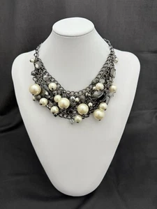 COLLANA GIROCOLLO BIGIOTTERIA BIJOUX BASE CATENA CANNA DI FUCILE PERLE E STRASS - Picture 1 of 1