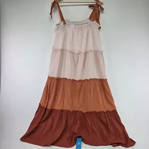 Abito da spiaggia casual Cupshe marrone arancione panna copricostume boho maxi contadino XL NUOVO CON ETICHETTE - Foto 1 di 8