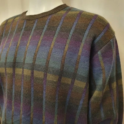 De Colección Norm Thompson Suéter Para Hombre Grande Lana Merino Acrílico Crew Violeta Verde azulado Ocre Foto 1 de 4