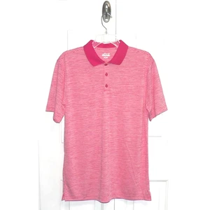 BCG Men's Golf Collared Short Sleeve Polo Shirt in Raspberry Stripe Medium - Picture 1 of 4