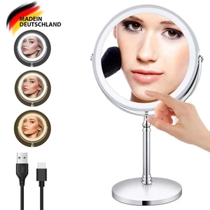 LED Licht Doppel Schminkspiegel Make up Spiegel Kosmetikspiegel 1x/10x fach 360° - Bild 1 von 24