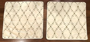 Pottery Barn Beige Linen Blend Throw Pillow Covers Pair Gold Floral Beading - Picture 1 of 6