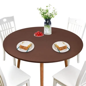 Runde Spanntischdecke Spandex Stretch Tischdecke Braun Tischplatte Abdeckung mit... - Bild 1 von 8