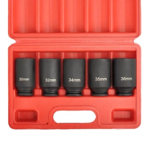 1/2 Inch Drive 12 Point Axle Nut Socket Set Metric Deep Impact Socket Set 30m... - Picture 1 of 7