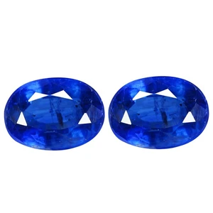 1,90 quilates [par de 2 piezas] Premium ovalado 7 x 5 mm azul real 100 % cianita natural - Imagen 1 de 5