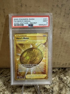 Pokemon TCG 2020 Sword & Shield Vivid Voltage #201 HERO'S MEDAL PSA 9 FA Mint - Picture 1 of 1