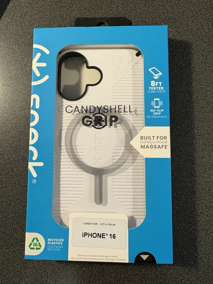 Speck CandyShell Grip iPhone 16 White Case MagSafe