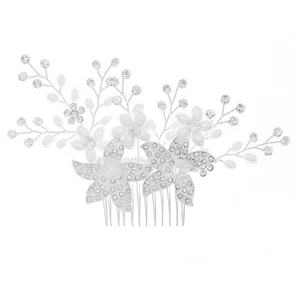 Accessori per capelli da sposa pettine per capelli con strass da sposa in argento, - Foto 1 di 6