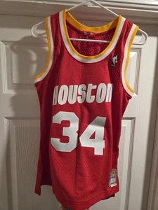 Hakeem Olajuwon Houston Rockets Jersey Stitch Womens S Red Yellow Mitchell Ness  - Picture 1 of 4