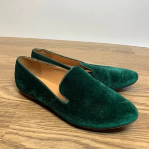 J. Crew Damen-Slipper grün Samt flache Schuhe Urlaub Größe 7 - Bild 1 von 9