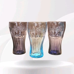 Vintage 3x 16 Unzen Coca Cola Gläser, Kobaltblau oder Lila Amethyst - Sehr Langlebig, - Bild 1 von 10