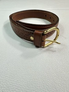 Vero Cuoio Gürtel Herren Größe 115 Braun Leder Made In Italy Gold Schnalle - Bild 1 von 11