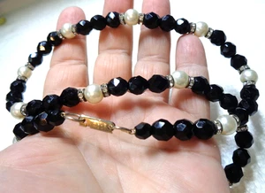 HOBE Signed Clasp, Faceted Glass Beads, Imitation Pearls, Rondelle Vintage Long - Picture 1 of 3