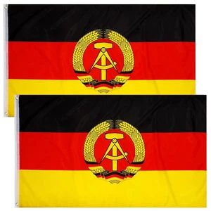 Ddr Flagge 150 X 90 Cm, Ddr Fahne Aus Wetterfestem Material Mit Ösen Aus Messing - Bild 1 von 7