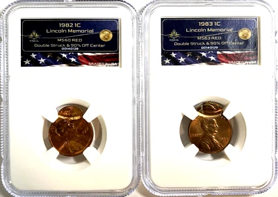 🔥SUPER RARE SET🔥 1982 1983 DOUBLE STRUCK & 90% OFF CENTER 2 PENNY - Image 1 of 4