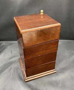Vtg 1996 BOMBAY CO. 4-Tier Swivel Drawers Wooden Jewelry Trinket Box - Picture 1 of 3