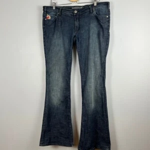 VIntage Y2K Parasuco denim low rise women pants flare jeans dark wash size 34 - Picture 1 of 13