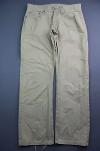 Men's Levi's 514 Jeans Khaki Slim Straight Beige Striped Size 32x30 (Meas 31x27) - Picture 1 of 9