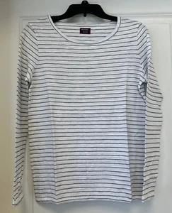 Untuckit T Shirt Top Womens Small Striped Long Sleeve Black White 100% Cotton - Picture 1 of 5