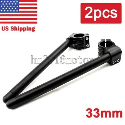 Black Aluminum 33mm Clip On Handlebars For Yamaha Route 66 SRX250 Virago 250 - Image 1 of 4