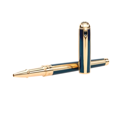 S.T. Bolígrafo Dupont Line D mediano dorado y azul, 412111M, nuevo en caja Foto 1 de 4