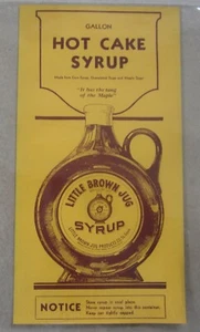 Alte Vintage 30er Jahre kleine braune Kanne - HEISSER KUCHENSIRUP - Papierschild / Etikett  - Bild 1 von 1