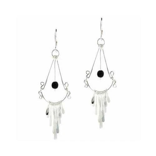 Pendientes araña de plata 925 con cuentas de ónix Foto 1 de 1