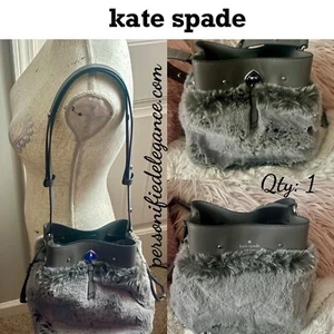 NEW Kate Spade Marti Gray Faux Fur Leather Small Bucket Bag RARE & HTF $398 - Picture 1 of 20
