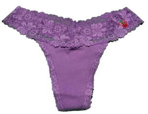 Pink Victoria’s Secret Wink Lace-Trim Thong String Panty Glazed Violet LRG - Picture 1 of 10