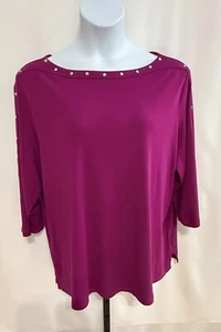 Karen Scott women's size 4X blouse with studded trim. - Picture 1 of 8