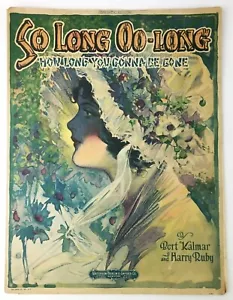 So Long Oo-Long How Long You Gone Vintage Sheet Music Piano Vocal 1920 Antique - Picture 1 of 4