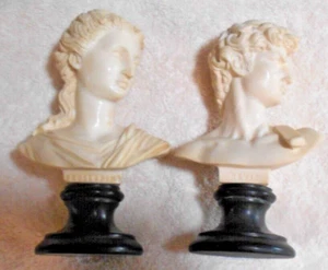 Paar klassische italienische Büsten, Frau und David - Bild 1 von 3
